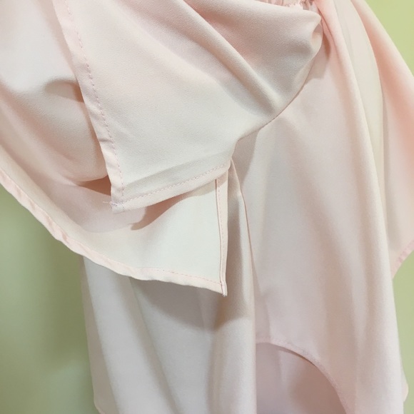 Blush Romantic Ruffled Overlay Split Sleeve Off Shoulder Blouse - Picture 6 of 7